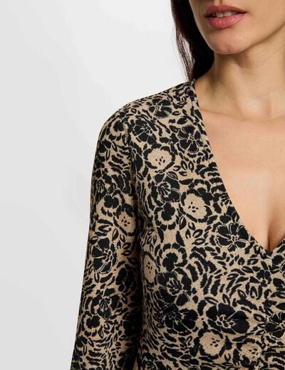 Knitted dress with V-neck multicolor women