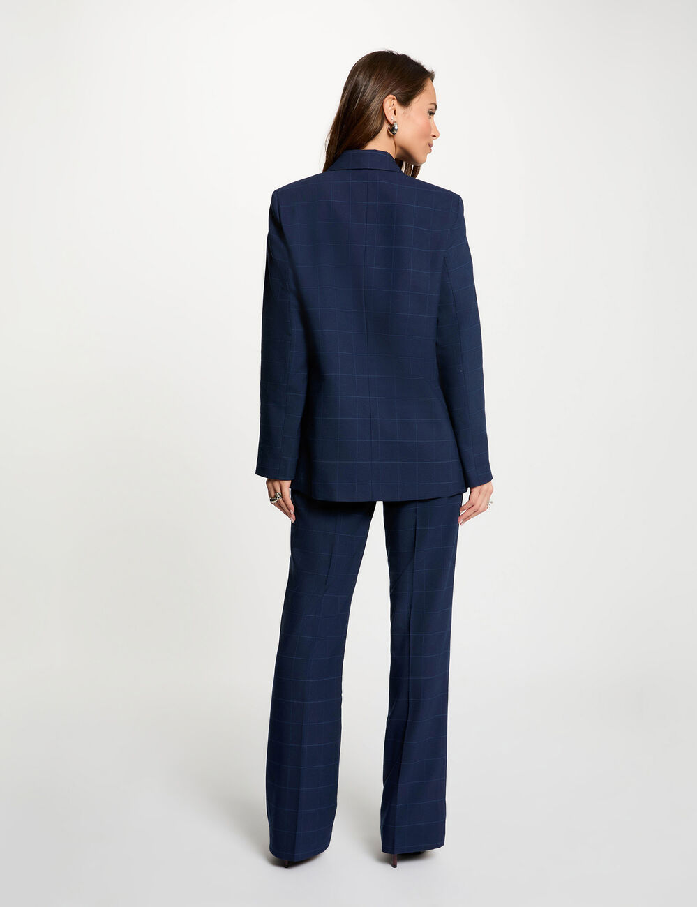 High-waisted trousers navy blue women