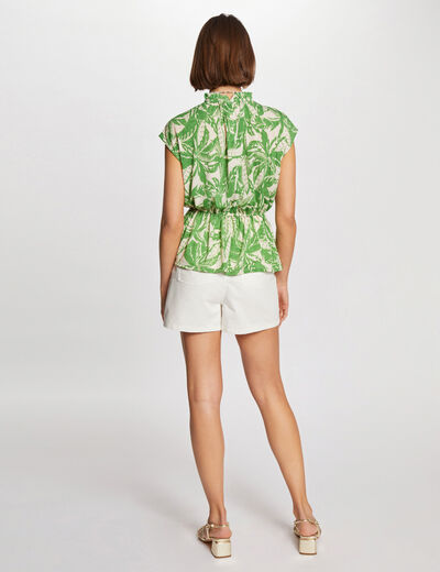 Waisted short-sleeved t-shirt multicolored women