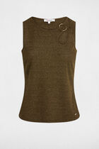 Sleeveless vest top khaki green women