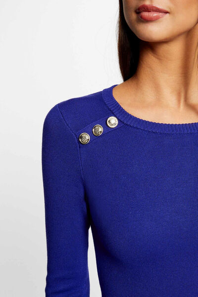 Fitted jumper dress with long sleeves mid blue ladies'