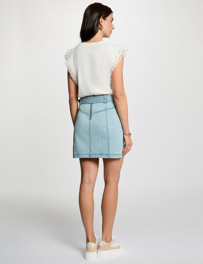 T-shirt with lace sleeves white women