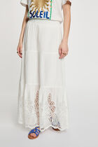 Maxi skirt lace detail white women