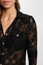 Lace shirt with a notched collar black women