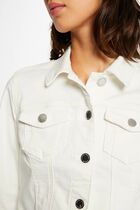 Veste droite boutonnée en jean ivoire femme