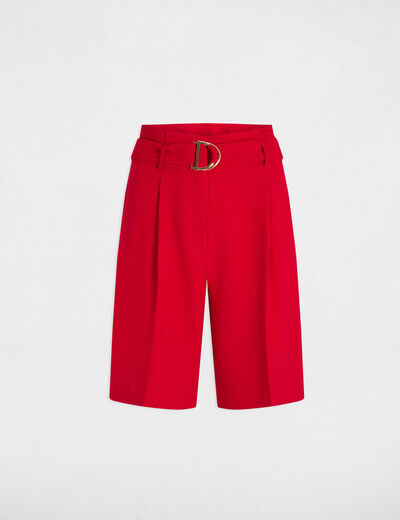 Straight bermuda with darts red women