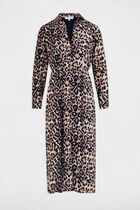 Robe longue ajustée imprimée multicolore femme