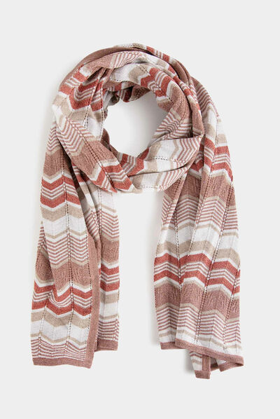 Scarf with chevron print pink ladies'