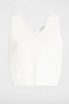 Knitted top V-neck white women