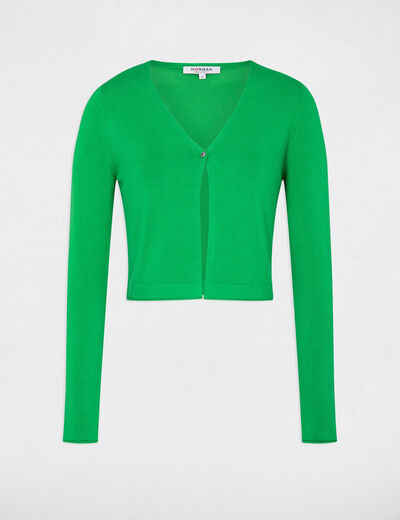 Long-sleeved cardigan with V-neck green ladies'