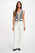 Striped sleeveless cardigan white women