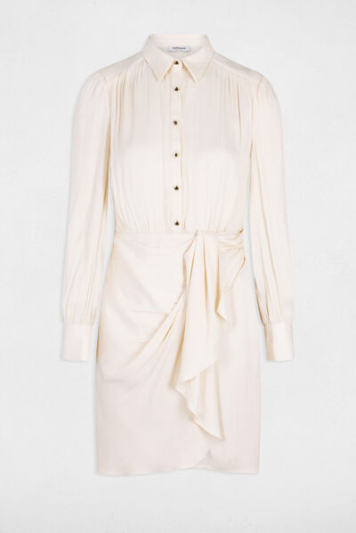Satin draped straight dress  ladies'