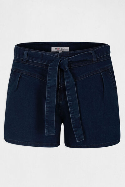 Denim paperbag short raw denim ladies'