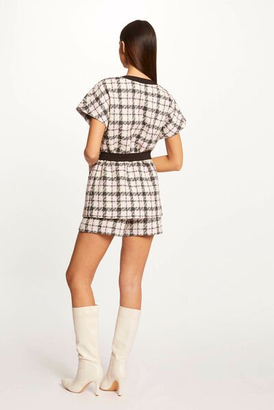 Straight shorts with check print multico ladies'