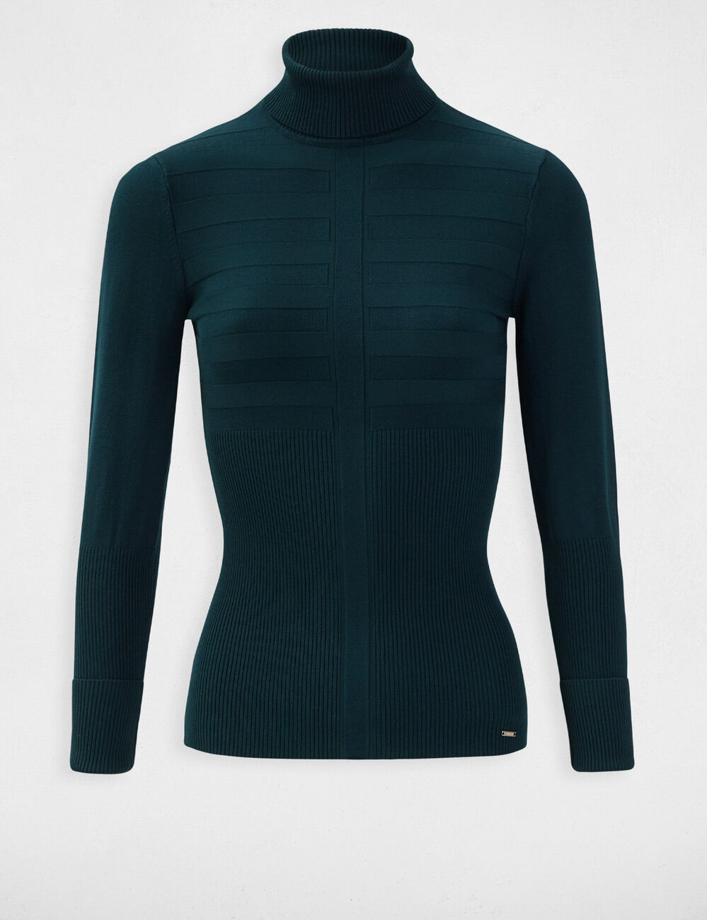 Fitted high neck sweater green women