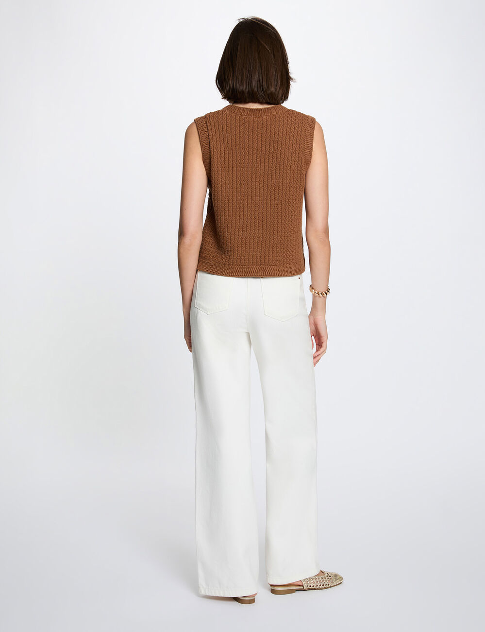 Sleeveless sweater camel women