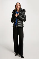 Faux leather padded jacket black women