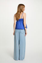 High-waisted wide-leg jeans bleach denim women