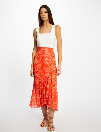 Maxi wrap skirt with leopard print orange ladies'