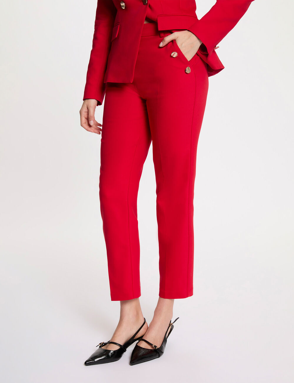 Cropped cigarette trousers red women