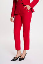 Cropped cigarette trousers red women