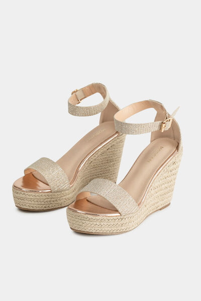 Sandals with wedge heels and spangles gold ladies'