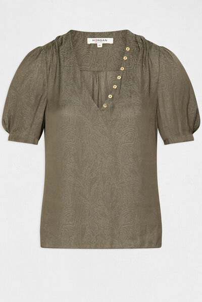 Printed short-sleeved blouse  ladies'