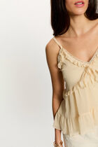 Fitted top with details cream women