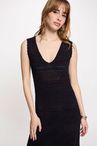 Fitted maxi knitted dress navy blue women