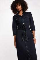 3/4 buttoned dress raw denim women