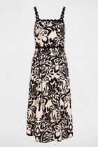Mid-length dress with square neckline black women