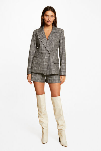 Checked fitted city shorts mid-grey ladies'