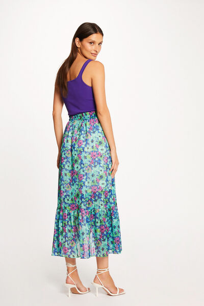Maxi A-line skirt with floral print multico ladies'