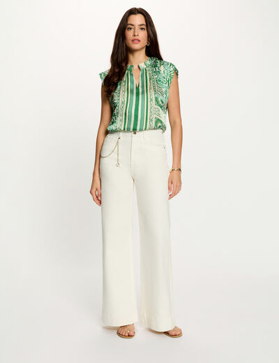 Sleeveless blouse with V-neck multicolor women