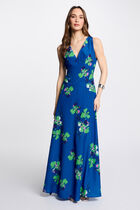Robe longue droite imprimée multicolore femme