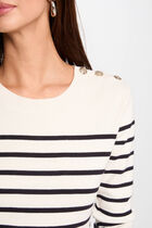 Long-sleeved jumper with stripes ecru women