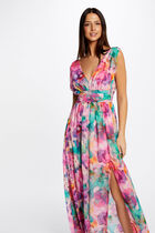 Robe longue cintrée imprimé floral multico femme