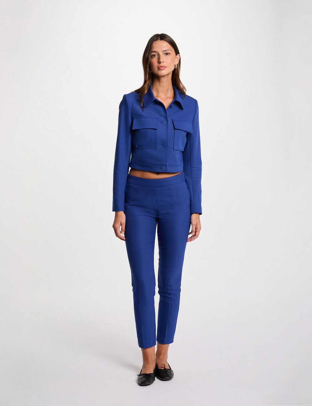 Short buttoned jacket electric blue women