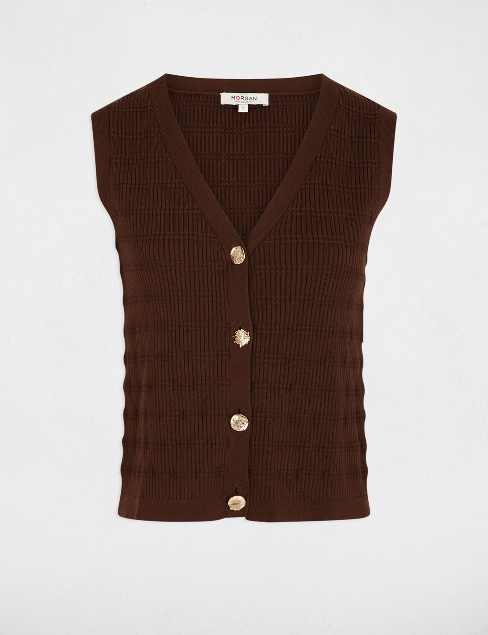 Fitted v-neck cardigan dark brown women