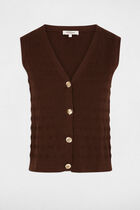Fitted v-neck cardigan dark brown women