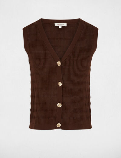 Fitted v-neck cardigan dark brown women