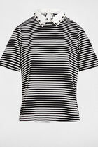 T-shirt manches courtes rayé blanc femme