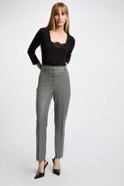 Fitted trousers check print mid-grey women