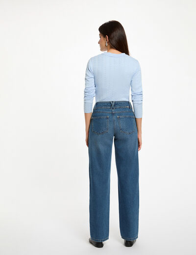 Fitted sweater with polo collar sky blue women