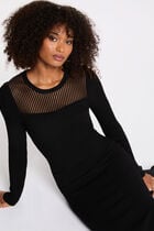 Robe longue ajourée noir femme