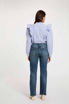 Striped shirt with mandarin collar sky blue women