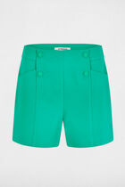 Straight shorts with darts emerald green women
