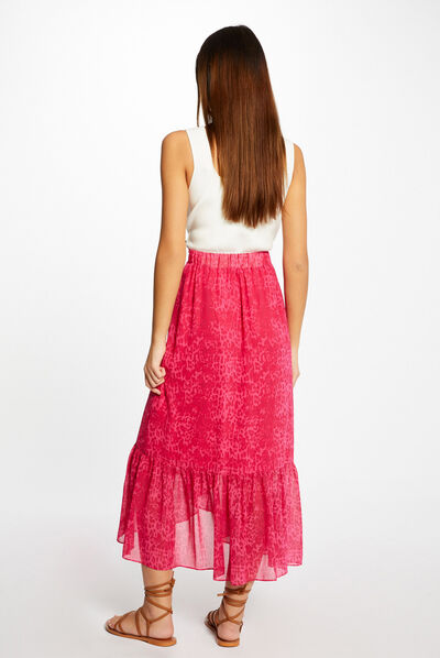 Maxi wrap skirt with leopard print pink ladies'