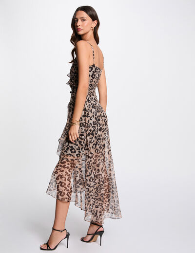 Printed fitted midi dress multicolor women