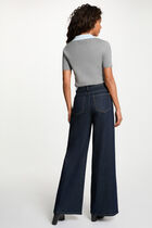 Short-sleeve top with notch collar light grey women